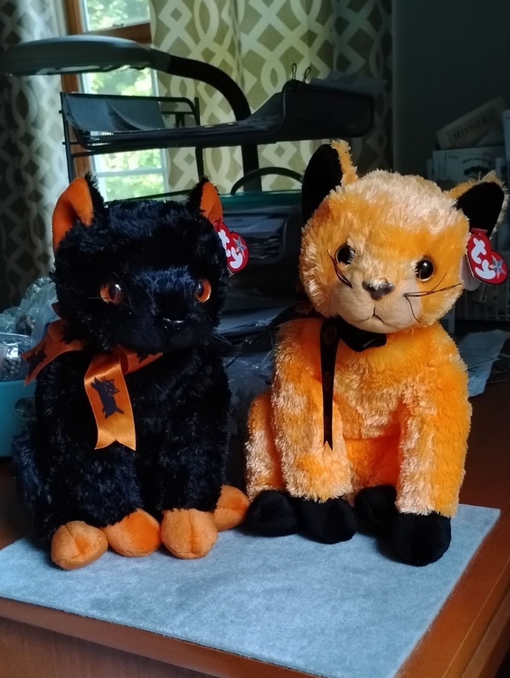 Ty Plush Beanie Buddy Halloween Cats.